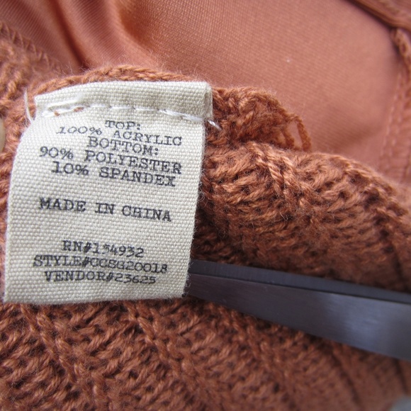 Gimmick by BKE Bodysuit XL Copper Rust Boho Knitted Sweater Cochet Comfy - Picture 10 of 16